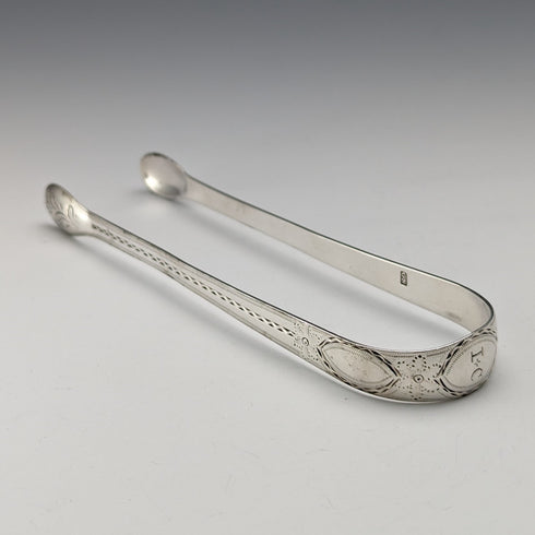 Circa 1800 British Antique Sterling Silver Sugar Tongs 25g George Smith IV